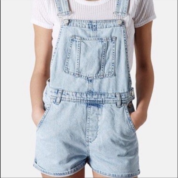 Topshop Moto light blue overall shorts size 6 - Picture 1 of 11